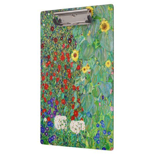 グスタフクリムトファームガーデンひまわり絵画の花 クリップボード (左)