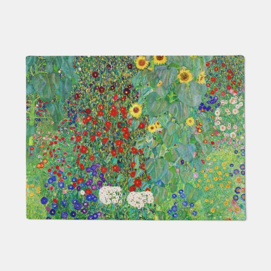 グスタフクリムトファームガーデンひまわり絵画の花 ドアマット (正面)