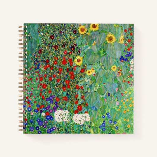 グスタフクリムトファームガーデンひまわり絵画の花 ノートブック (正面)