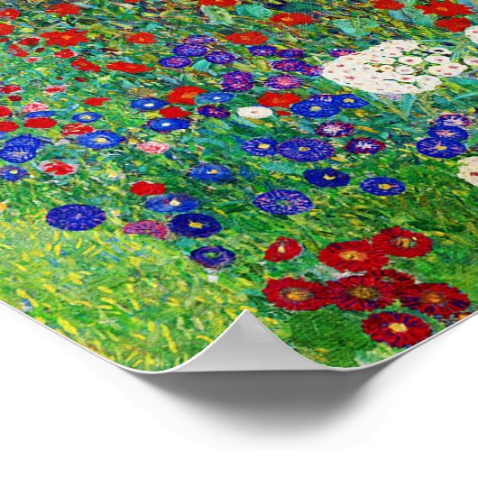 グスタフクリムトファームガーデンひまわり絵画の花 ポスター (角)