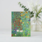グスタフクリムトファームガーデンひまわり絵画の花 ポストカード (スタンド正面)