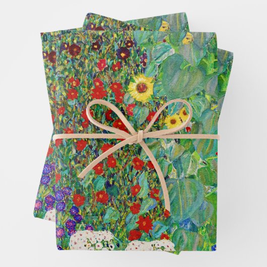 グスタフクリムトファームガーデンひまわり絵画の花 ラッピングペーパーシート (インサイチュ)