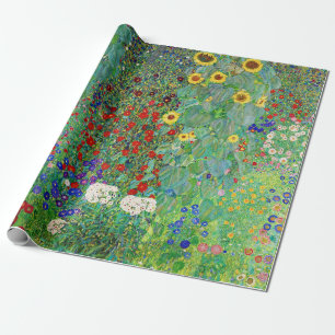 グスタフクリムトファームガーデンひまわり絵画の花 ラッピングペーパー