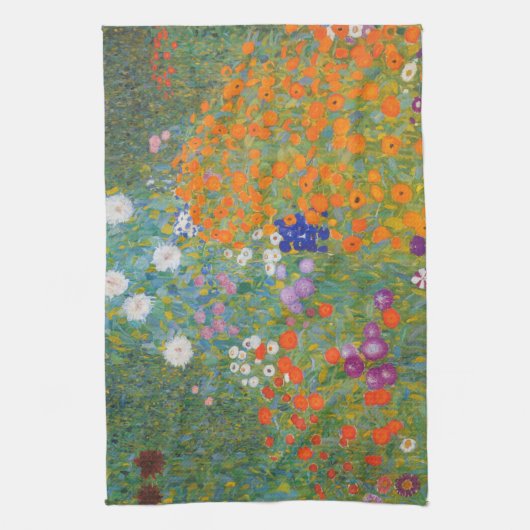 グスタフクリムトフラワーガーデンコテージ自然 キッチンタオル (縦)