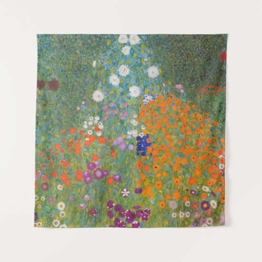 グスタフクリムトフラワーガーデンコテージ自然 タペストリー (正面)