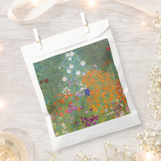 グスタフクリムトフラワーガーデンコテージ自然 フェイバーバッグ (クリップ留めされた状態)