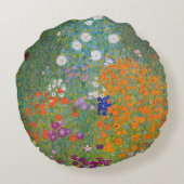 グスタフクリムトフラワーガーデンコテージ自然 ラウンドクッション (裏面)