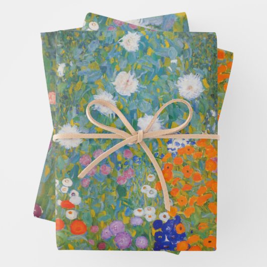 グスタフクリムトフラワーガーデンコテージ自然 ラッピングペーパーシート (インサイチュ)