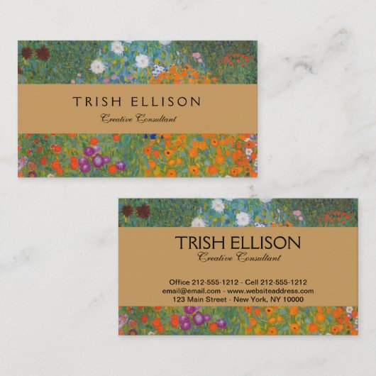 グスタフクリムトフラワーガーデンコテージ自然 名刺 (正面/裏面)