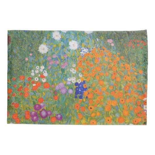 グスタフクリムトフラワーガーデンコテージ自然 枕カバー (裏面)