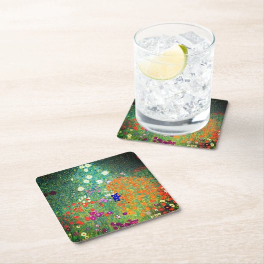 グスタフクリムトフラワーガーデン スクエアペーパーコースター (インサイチュ)