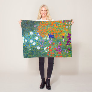 グスタフクリムトフラワーガーデン フリースブランケット