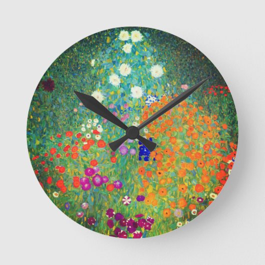 グスタフクリムトフラワーガーデン ラウンド壁時計 (正面)