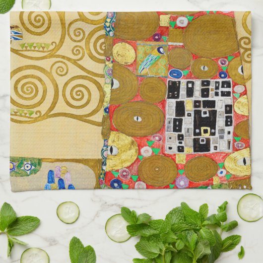 グスタフクリムトフルフィルメント新しいカップル キッチンタオル (折り畳み)