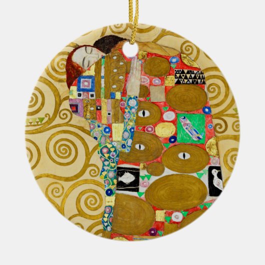 グスタフクリムトフルフィルメント新しいカップル セラミックオーナメント (正面)