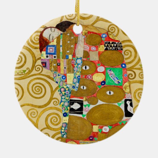 グスタフクリムトフルフィルメント新しいカップル セラミックオーナメント (裏面)