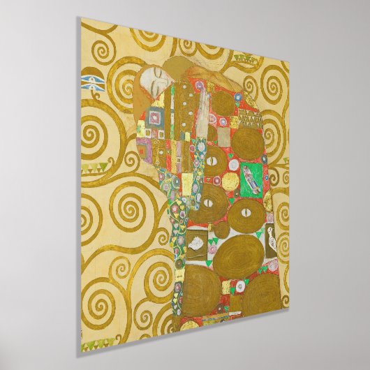 グスタフクリムトフルフィルメント新しいカップル 箔ポスター (レイダウン)