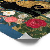 グスタフクリムトフローラブラックキャットモダン、折衷芸術 ポスター (角)