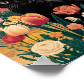 グスタフクリムトフローラブラックキャット、ヴィンテージ折衷的 ポスター (角)