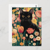 グスタフクリムトフローラブラックキャット、ヴィンテージ折衷的 ポストカード (正面/裏面)