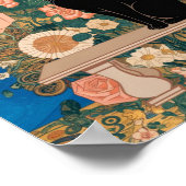 グスタフクリムトフローラ黒猫ヴィンテージアート ポスター (角)