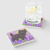 グスタフクリムトブラックキッテン ストーンコースター (横)