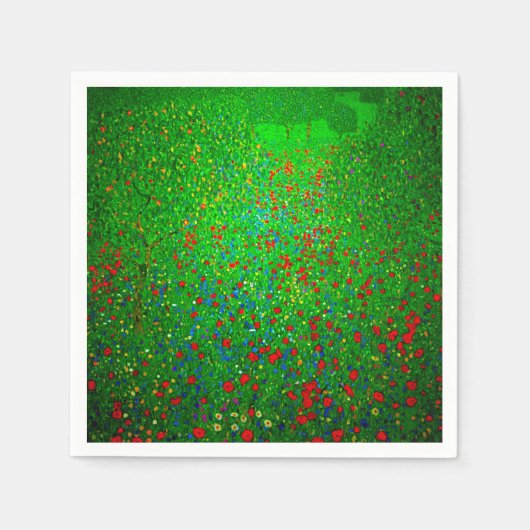 グスタフクリムトポピー場 スタンダードカクテルナプキン (正面)