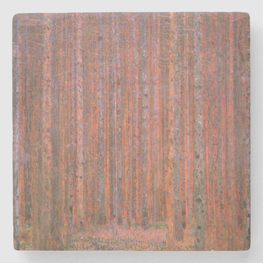 グスタフクリムトモアフォレストタンネンウォルドレッドツリーズ ストーンコースター (正面)