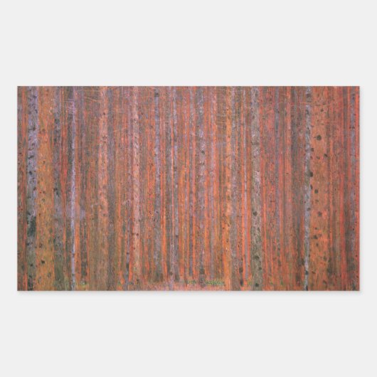 グスタフクリムトモアフォレストタンネンウォルドレッドツリーズ 長方形シール (正面)