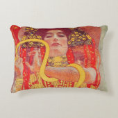 グスタフクリムトレッド女性金ゴールドスネーク絵画ズ アクセントクッション (正面)