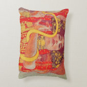 グスタフクリムトレッド女性金ゴールドスネーク絵画ズ アクセントクッション (裏面(縦))