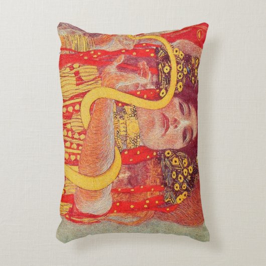 グスタフクリムトレッド女性金ゴールドスネーク絵画ズ アクセントクッション (正面(垂直))
