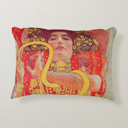 グスタフクリムトレッド女性金ゴールドスネーク絵画ズ アクセントクッション (裏面)