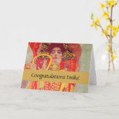 グスタフクリムトレッド女性金ゴールドスネーク絵画ズ カード (黄色い花)