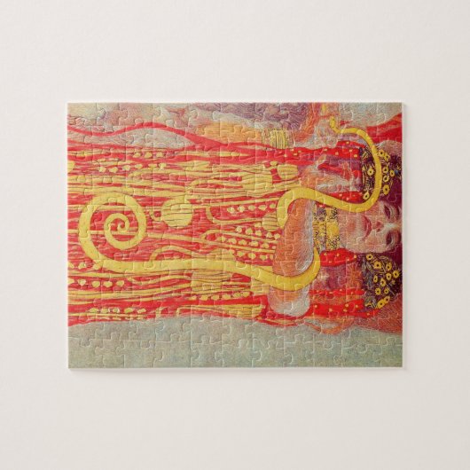グスタフクリムトレッド女性金ゴールドスネーク絵画ズ ジグソーパズル (横)