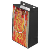 グスタフクリムトレッド女性金ゴールドスネーク絵画ズ スモールペーパーバッグ (裏面アングル)