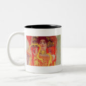 グスタフクリムトレッド女性金ゴールドスネーク絵画ズ ツートーンマグカップ (左)