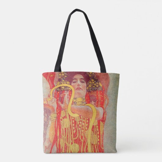 グスタフクリムトレッド女性金ゴールドスネーク絵画ズ トートバッグ (裏面)