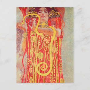 グスタフクリムトレッド女性金ゴールドスネーク絵画ズ ポストカード