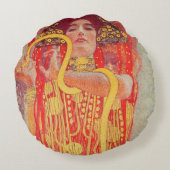 グスタフクリムトレッド女性金ゴールドスネーク絵画ズ ラウンドクッション (裏面)
