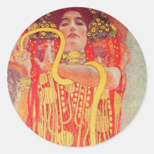 グスタフクリムトレッド女性金ゴールドスネーク絵画ズ ラウンドシール