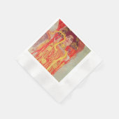 グスタフクリムトレッド女性金ゴールドスネーク絵画ズ 縁ありカクテルナプキン (角)