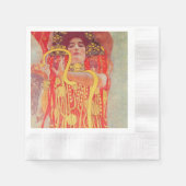 グスタフクリムトレッド女性金ゴールドスネーク絵画ズ 縁ありカクテルナプキン (正面)