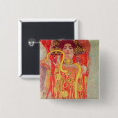 グスタフクリムトレッド女性金ゴールドスネーク絵画ズ 缶バッジ (正面&裏面)