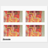 グスタフクリムトレッド女性金ゴールドスネーク絵画ズ 長方形シール (シート)