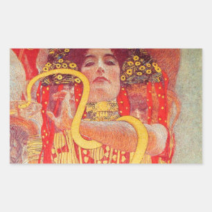 グスタフクリムトレッド女性金ゴールドスネーク絵画ズ 長方形シール