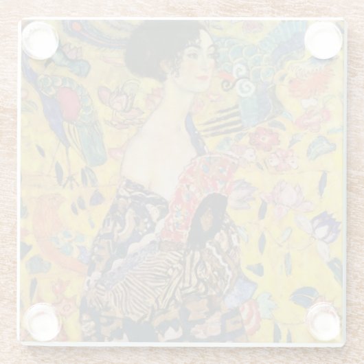 グスタフクリムトレディとファンアールヌーボー絵画ズ ガラスコースター (裏面)