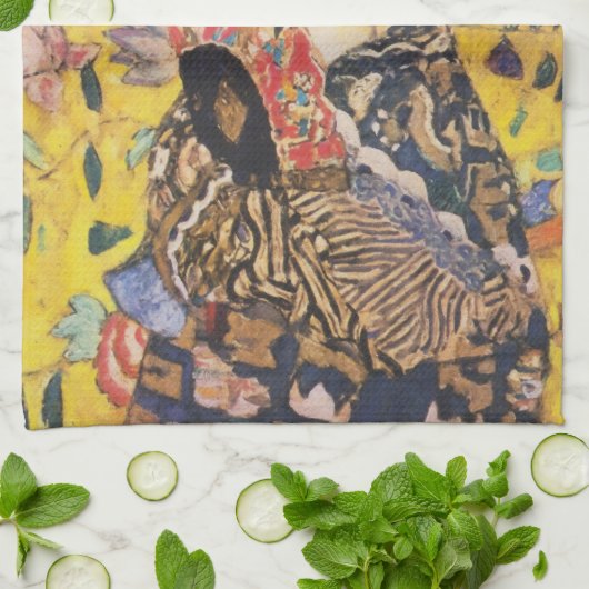 グスタフクリムトレディとファンアールヌーボー絵画ズ キッチンタオル (折り畳み)