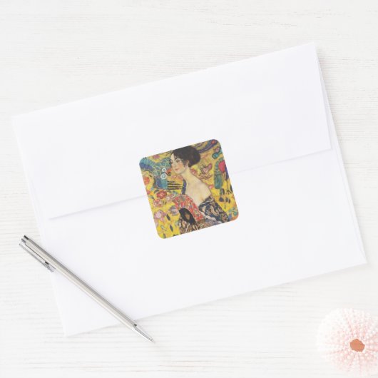 グスタフクリムトレディとファンアールヌーボー絵画ズ スクエアシール (封筒)