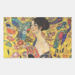 グスタフクリムトレディとファンアールヌーボー絵画ズ 長方形シール